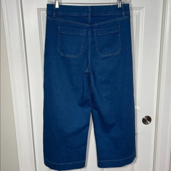 SPANX Shape Cropped Jeans Size XL Wide Leg Washed Blue Pull Up